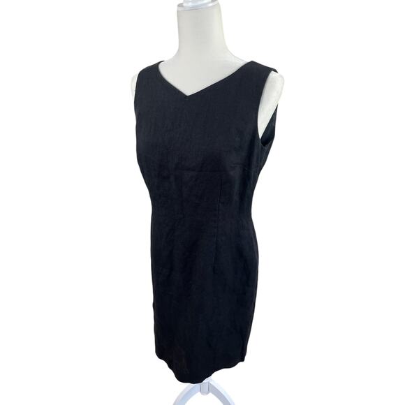 Talbots Dresses & Skirts - Talbots Irish Linen Shift Dress Sleeveless Classic Office Career Black Size 10